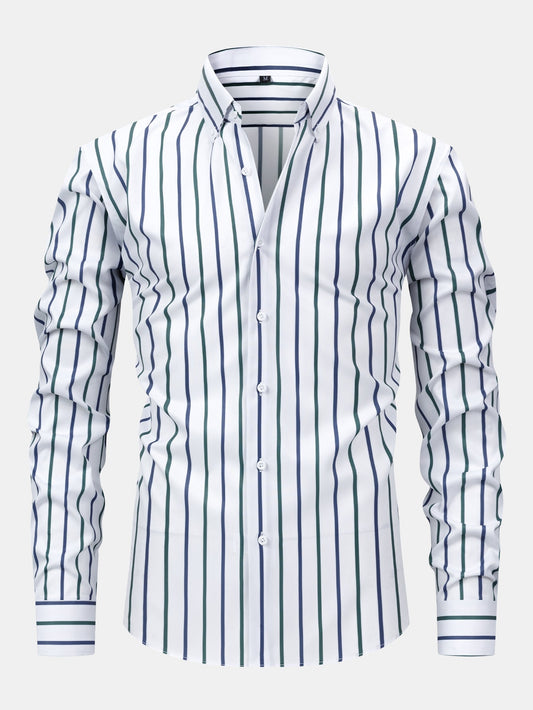 JULIAN | Long Sleeved Striped Shirt With Button