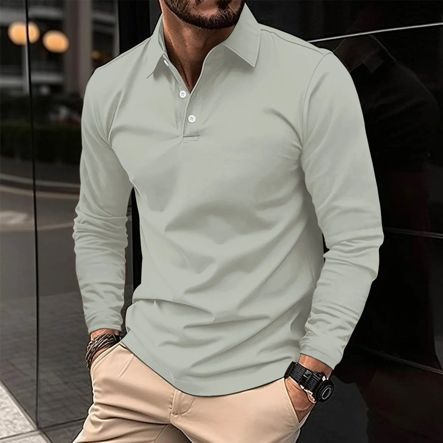 ETHAN | Casual Long-Sleeved Polo