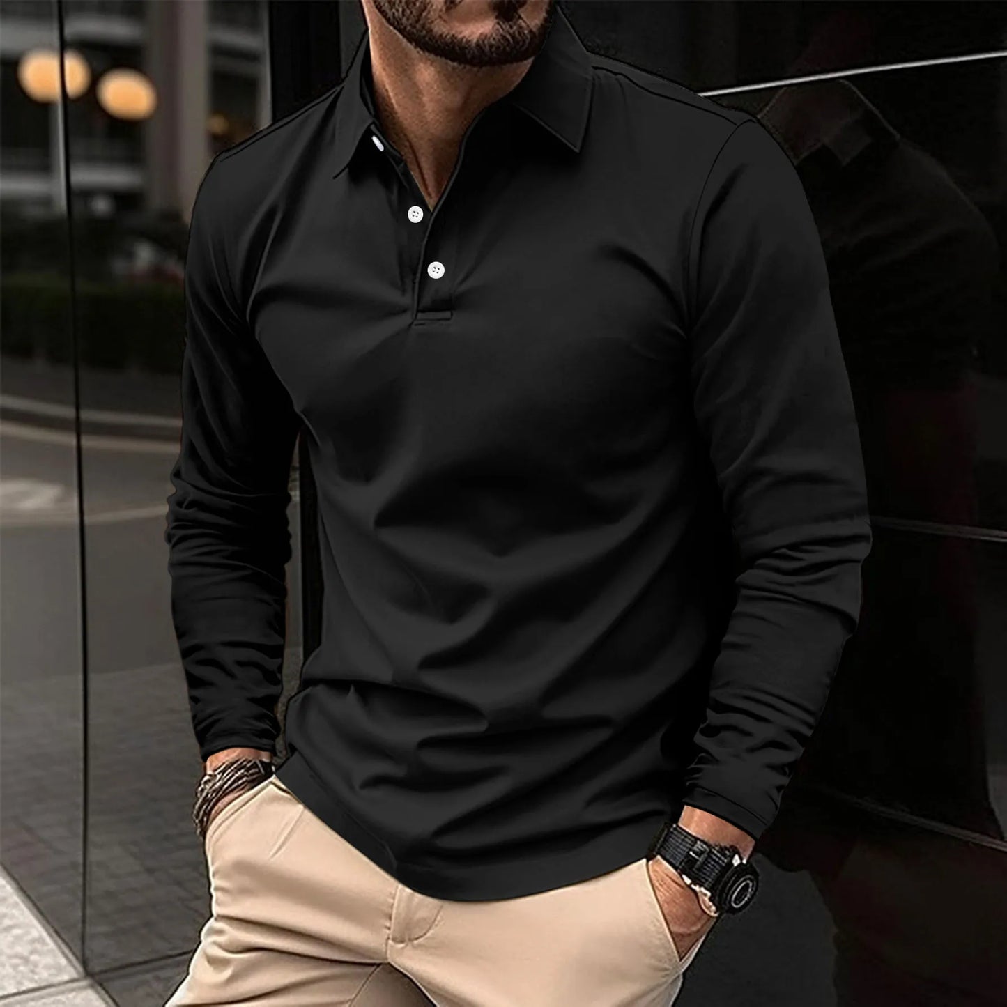 ETHAN | Casual Long-Sleeved Polo