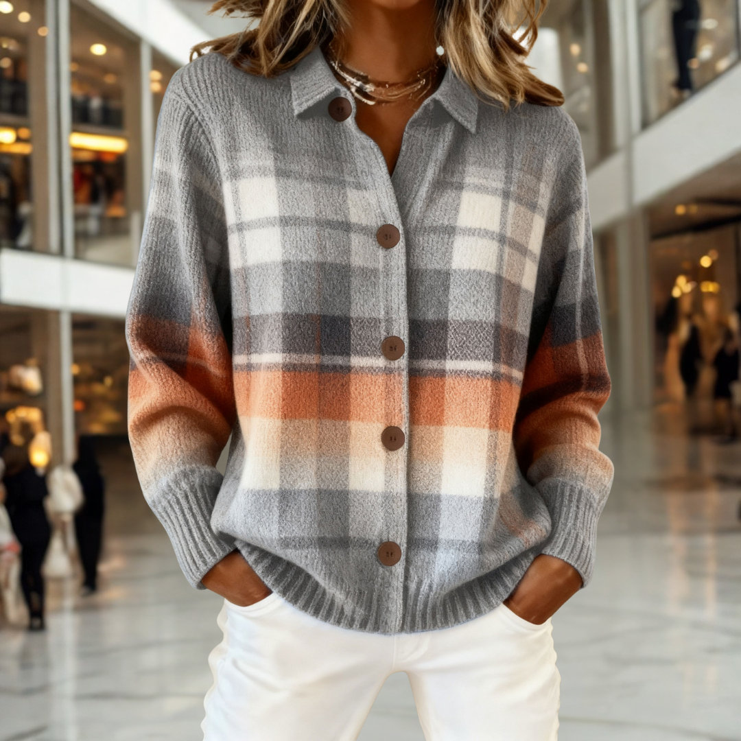 VERONICA | Retro Plaid Cardigan